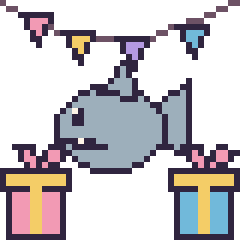 Pixel art Requin pour un anniversaire, grille 40 × 40