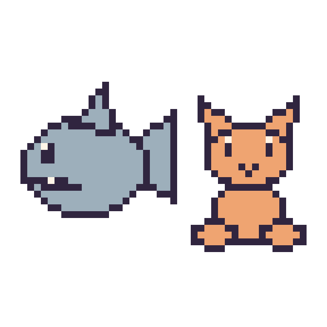 Modèle de pixel art Requin et Chat assis sur une grille de 48 par 48 cases