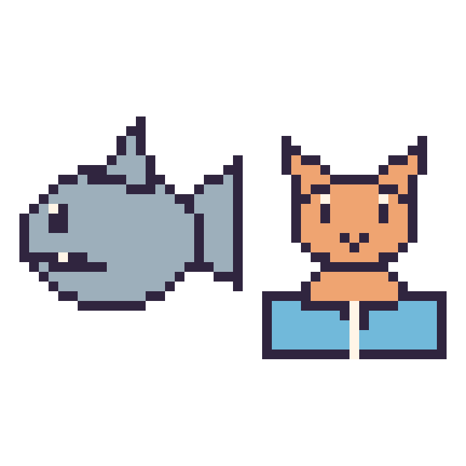 Modèle de pixel art Requin et Chat avec un livre sur une grille de 48 par 48 cases