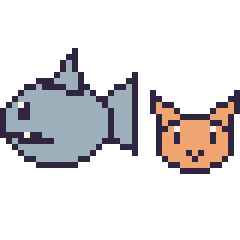 Pixel art Requin et Chat en portrait, grille 40 × 40