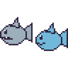 Pixel art Requin et Dauphin, grille 48 × 48