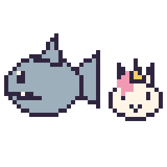 Pixel art Requin et Licorne en portrait, grille 40 × 40