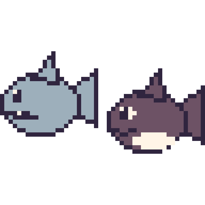 Modèle de pixel art Requin et Orque sur une grille de 48 par 48 cases