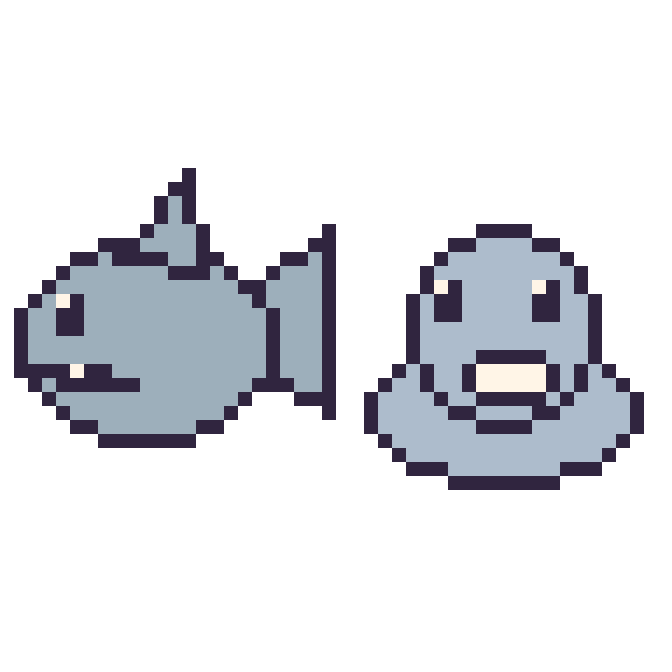 Modèle de pixel art Requin et Phoque sur une grille de 48 par 48 cases