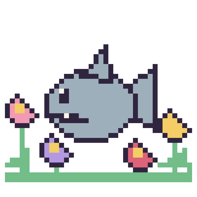 Modèle de pixel art Requin dans le jardin sur une grille de 40 par 40 cases