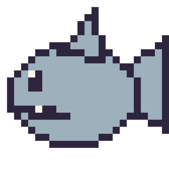 Modèle de pixel art Requin sur une grille de 24 par 24 cases
