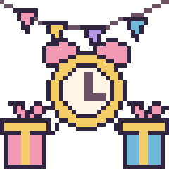 Pixel art Réveil pour un anniversaire, grille 40 × 40
