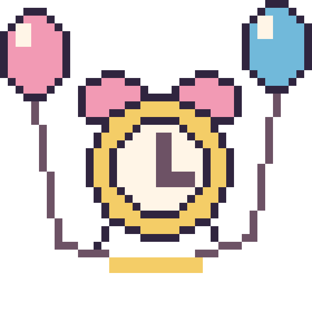 Modèle de pixel art Réveil avec des ballons sur une grille de 40 par 40 cases