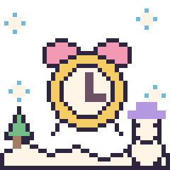 Pixel art Réveil en hiver, grille 40 × 40