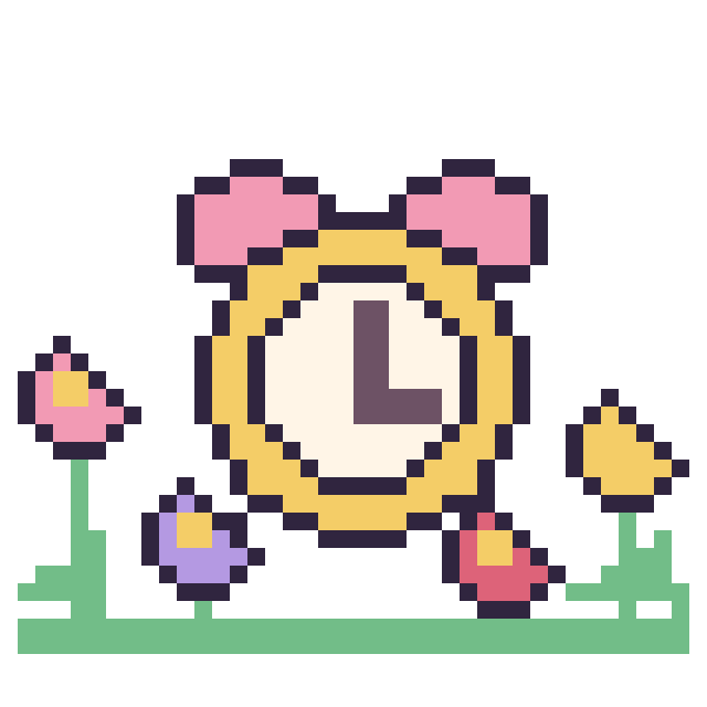 Modèle de pixel art Réveil dans le jardin sur une grille de 40 par 40 cases