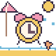 Pixel art Réveil à la plage, grille 40 × 40