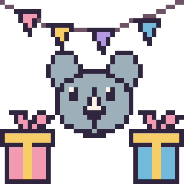 Modèle de pixel art Rhinocéros pour un anniversaire sur une grille de 40 par 40 cases