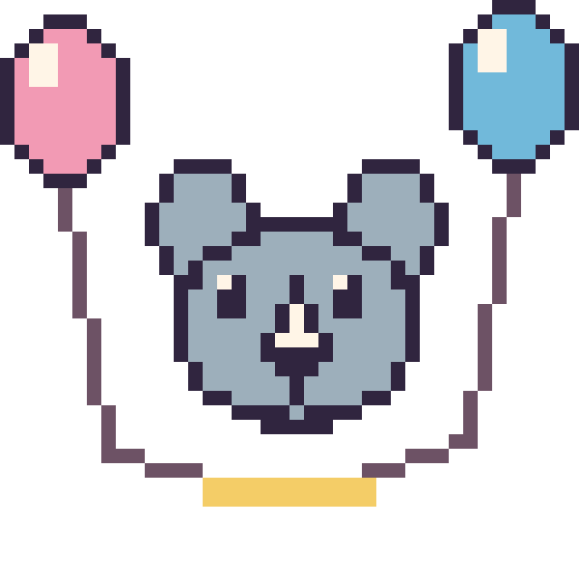Modèle de pixel art Rhinocéros avec des ballons sur une grille de 40 par 40 cases