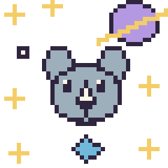 Pixel art Rhinocéros dans l’espace, grille 40 × 40