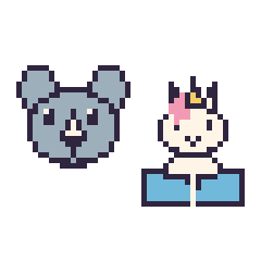 Pixel art Rhinocéros et Licorne avec un livre, grille 48 × 48