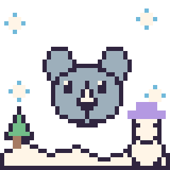 Pixel art Rhinocéros en hiver, grille 40 × 40