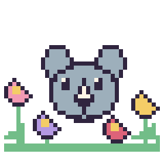 Pixel art Rhinocéros dans le jardin, grille 40 × 40