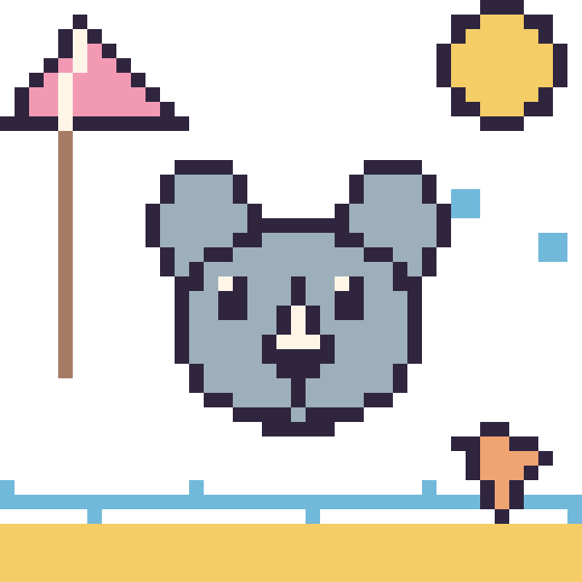 Modèle de pixel art Rhinocéros à la plage sur une grille de 40 par 40 cases