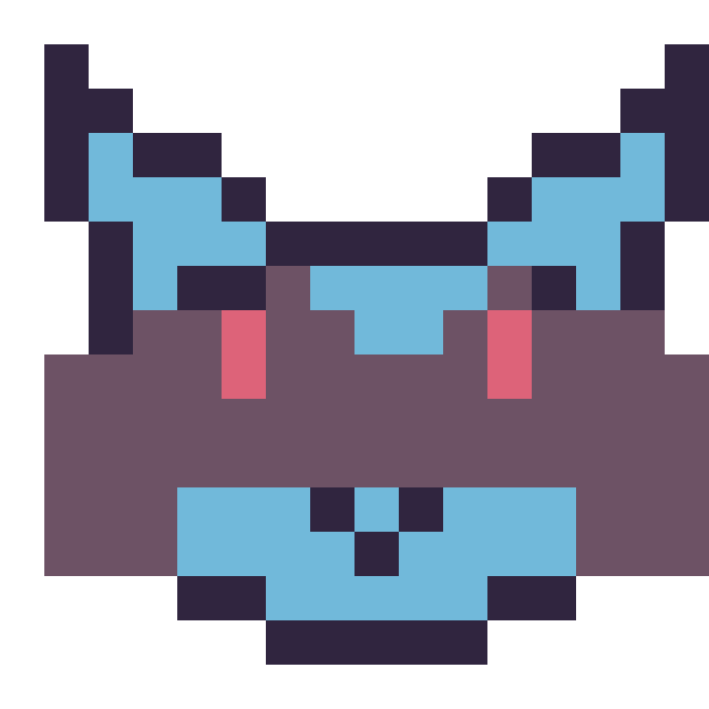 Modèle de pixel art Riolu mini 16 × 16 sur une grille de 16 par 16 cases
