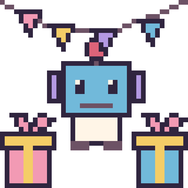 Modèle de pixel art Robot pour un anniversaire sur une grille de 40 par 40 cases