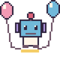 Pixel art Robot avec des ballons, grille 40 × 40