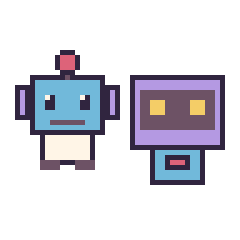 Pixel art Robot et Robot rétro, grille 48 × 48