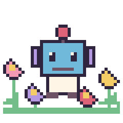 Pixel art Robot dans le jardin, grille 40 × 40