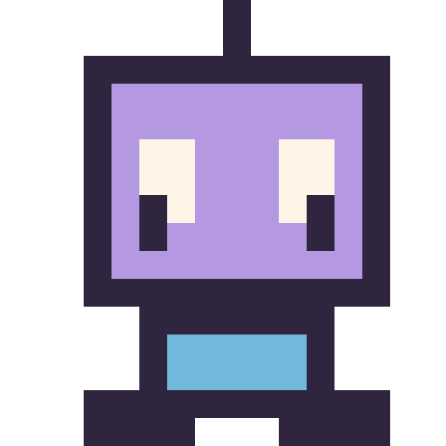 Modèle de pixel art Robot kawaii 16 × 16 sur une grille de 16 par 16 cases