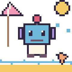 Pixel art Robot à la plage, grille 40 × 40