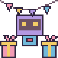 Pixel art Robot rétro pour un anniversaire, grille 40 × 40