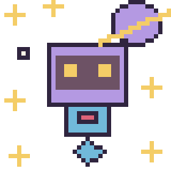 Pixel art Robot rétro dans l’espace, grille 40 × 40