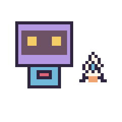 Pixel art Robot rétro et Fusée simple 10 × 10, grille 40 × 40