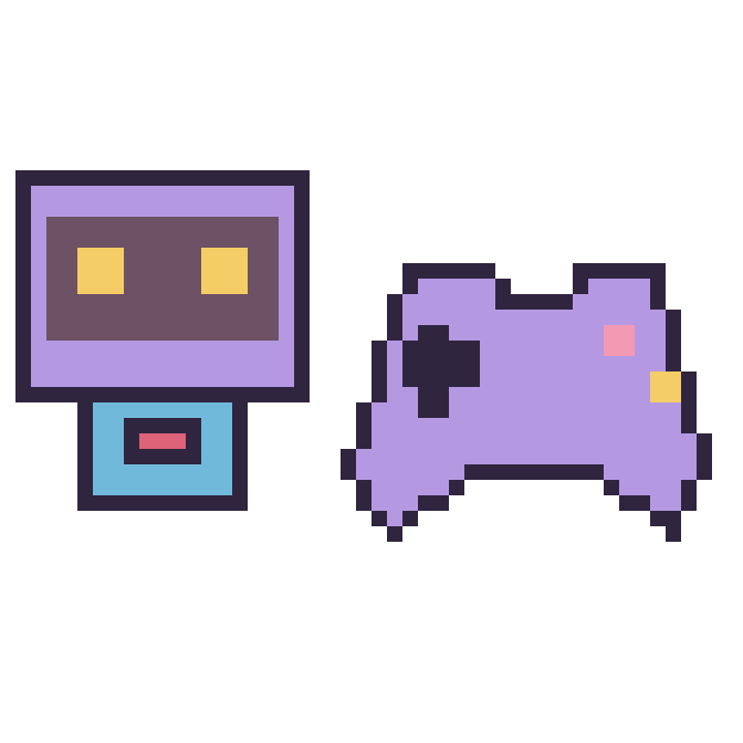Modèle de pixel art Robot rétro et Manette sur une grille de 48 par 48 cases