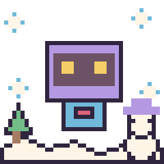 Pixel art Robot rétro en hiver, grille 40 × 40