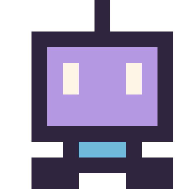Modèle de pixel art Robot simple 12 × 12 sur une grille de 12 par 12 cases