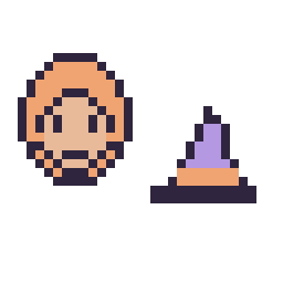 Pixel art Ron Weasley mini et Chapeau de sorcière simple 12 × 12, grille 32 × 32
