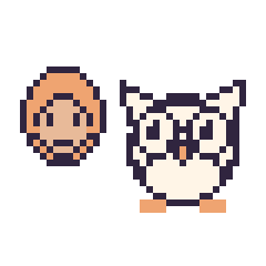 Pixel art Ron Weasley mini et Chouette, grille 40 × 40