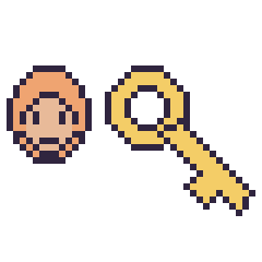 Pixel art Ron Weasley mini et Clé, grille 40 × 40