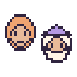 Pixel art Ron Weasley mini et Dumbledore mini, grille 32 × 32