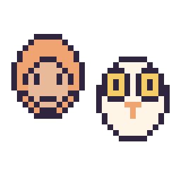 Pixel art Ron Weasley mini et Hedwige mini, grille 32 × 32