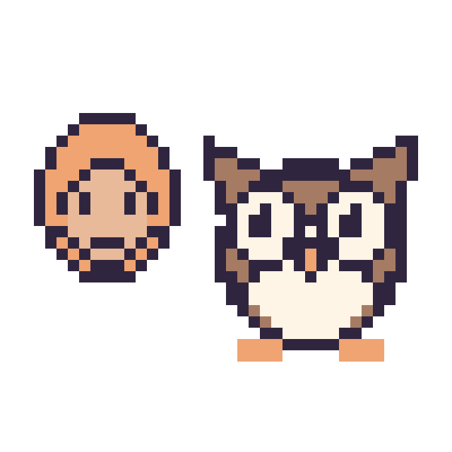 Modèle de pixel art Ron Weasley mini et Hibou sur une grille de 40 par 40 cases