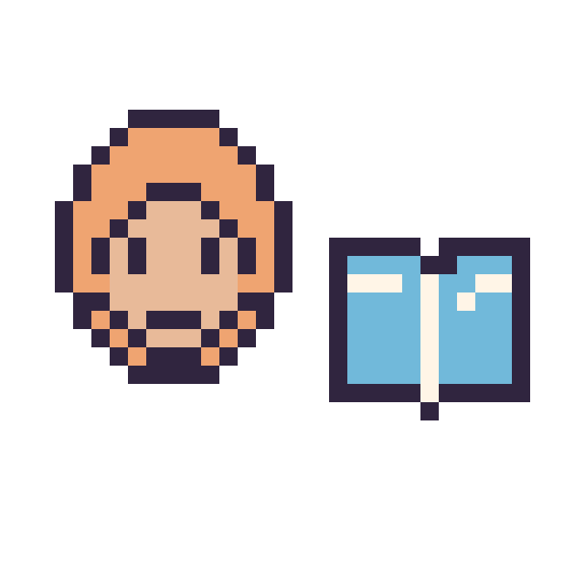 Modèle de pixel art Ron Weasley mini et Livre simple 12 × 12 sur une grille de 32 par 32 cases