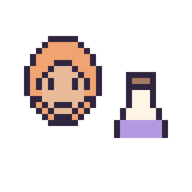 Modèle de pixel art Ron Weasley mini et Potion simple 12 × 12 sur une grille de 32 par 32 cases