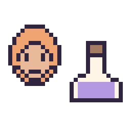 Pixel art Ron Weasley mini et Potion simple 16 × 16, grille 32 × 32