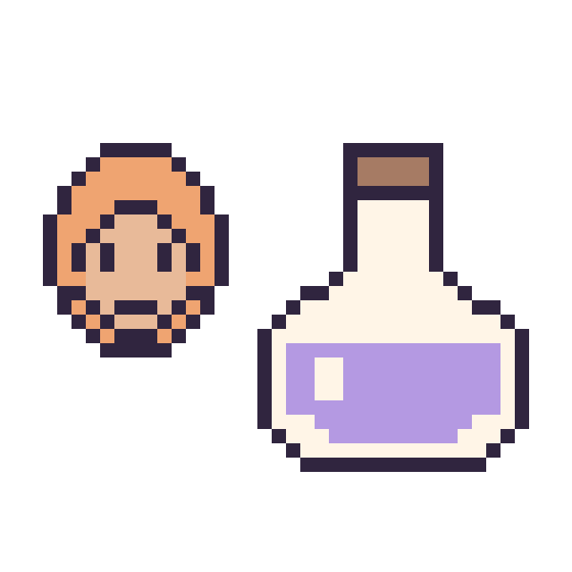 Modèle de pixel art Ron Weasley mini et Potion sur une grille de 40 par 40 cases