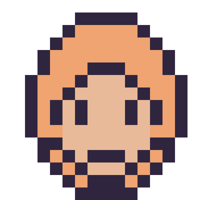 Modèle de pixel art Ron Weasley mini 16 × 16 sur une grille de 16 par 16 cases