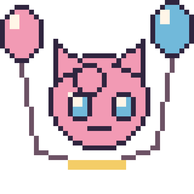 Modèle de pixel art Rondoudou avec des ballons sur une grille de 40 par 40 cases