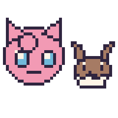 Pixel art Rondoudou et Évoli mini, grille 40 × 40