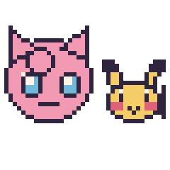 Pixel art Rondoudou et Pikachu mini, grille 40 × 40