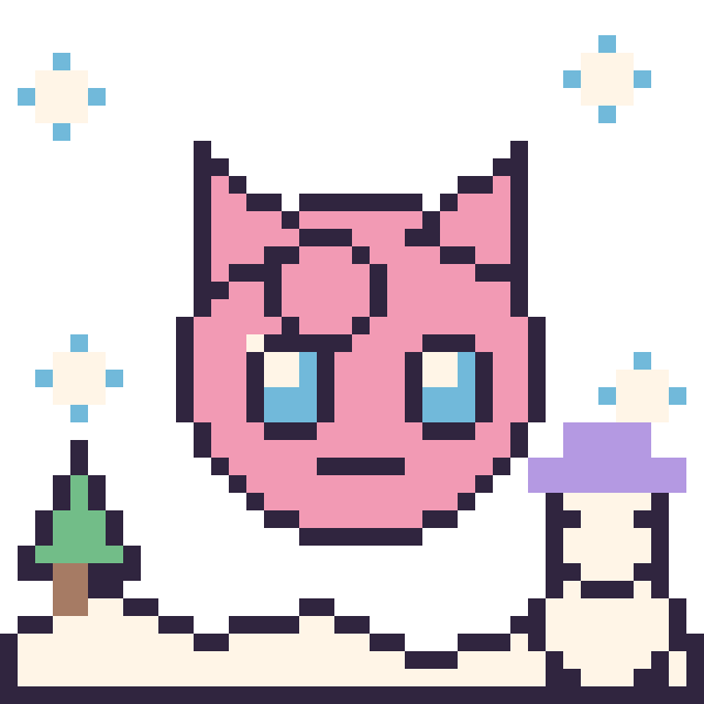 Modèle de pixel art Rondoudou en hiver sur une grille de 40 par 40 cases